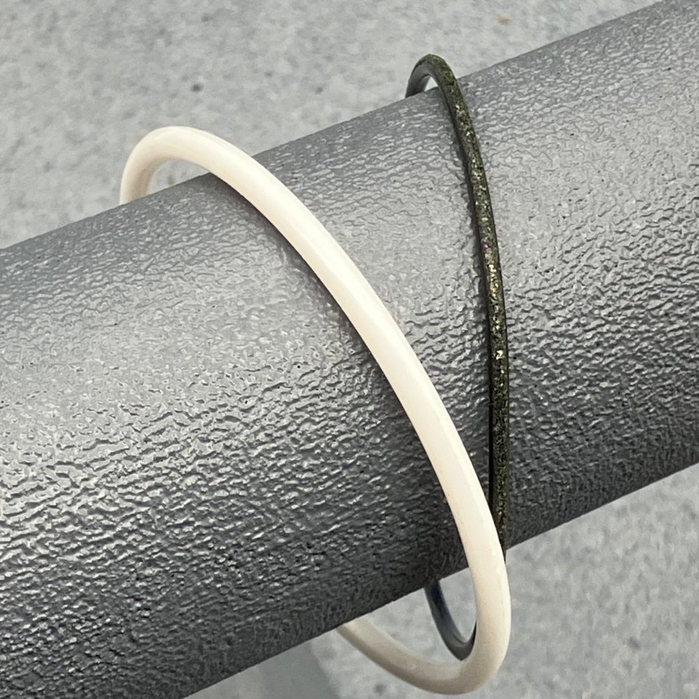 Bangle Bracelet Lot Black White Plain Acrylic Textured Metal Retro BoHo Vintage